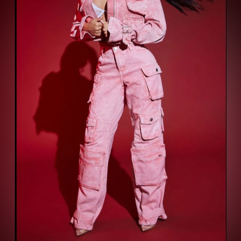 Billie Low Slung Cargo Jeans - Pink size 11